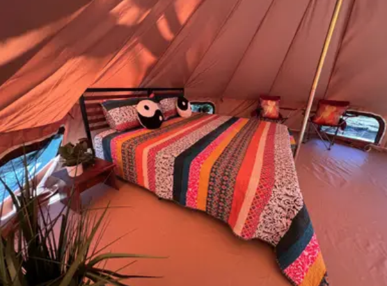 Inside the yurt, one of the Solo Sanctuary spaces